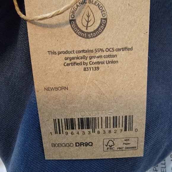 Unisex Organic Cotton Navy Blue Crewneck Sweatshirt Newborn Lot of 2 - Picture 2 of 11